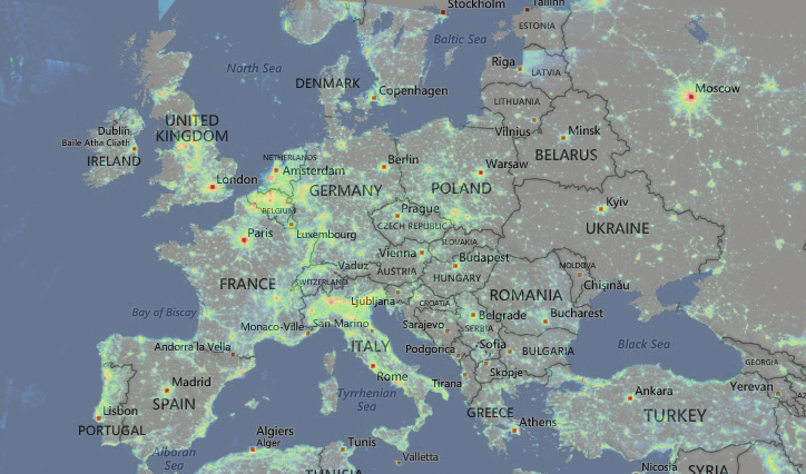 light pollution map